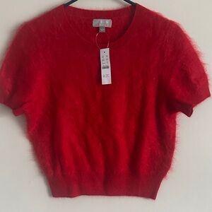 J. Crew Cashmere Brushed Red Short Sleeve Sweater